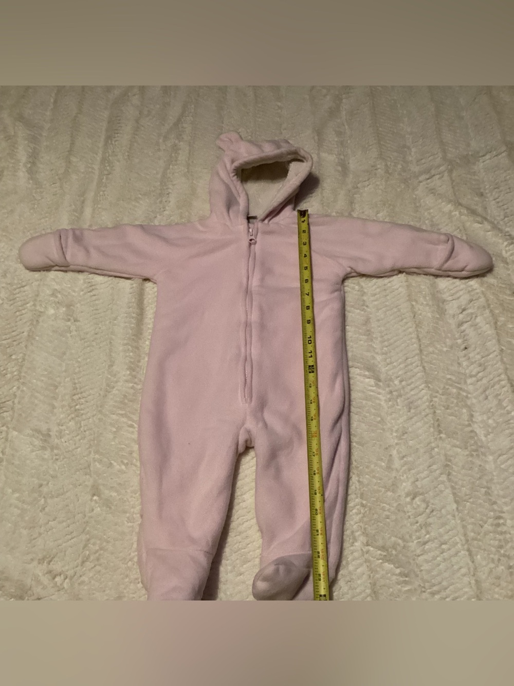 Baby Girls Fleece OldNavy 6-12 Months Hooded Snowy WinterSuit ZipFront Grey/hand